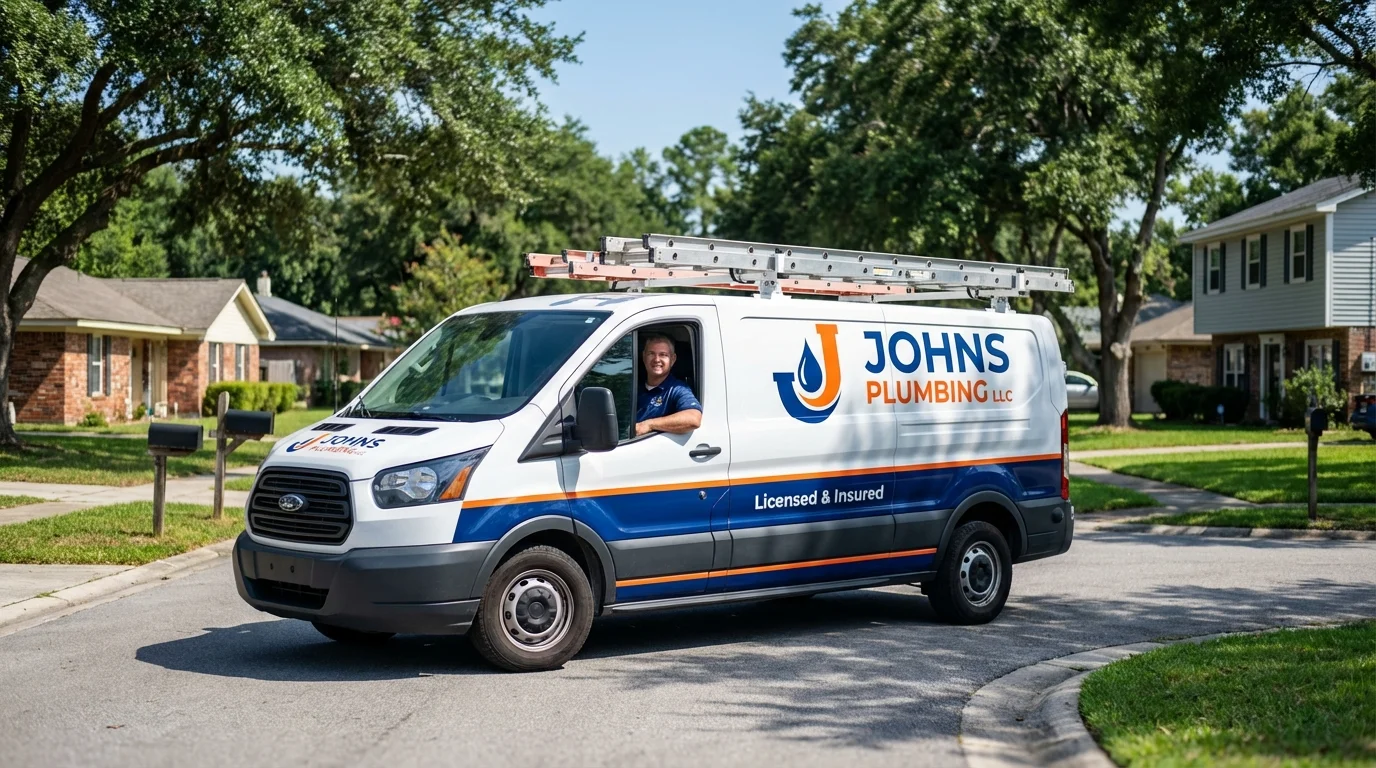 Johns Plumbing LLC service van in Scott City, KS