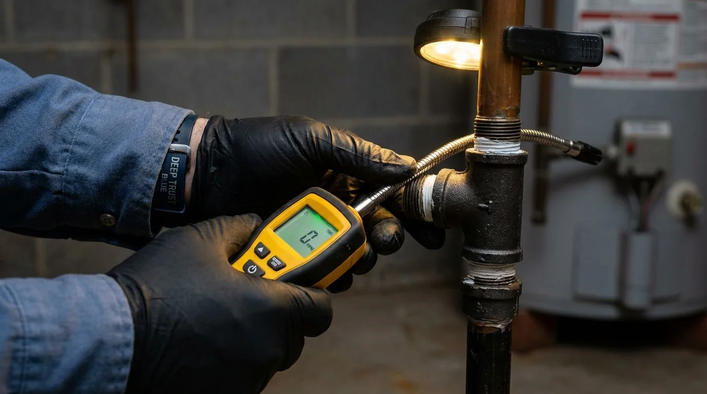 Gas leak detection with electronic sniffer by Johns Plumbing LLC in Scott City